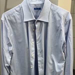 Perry Ellis Sky Blue Checkered Dress Shirt